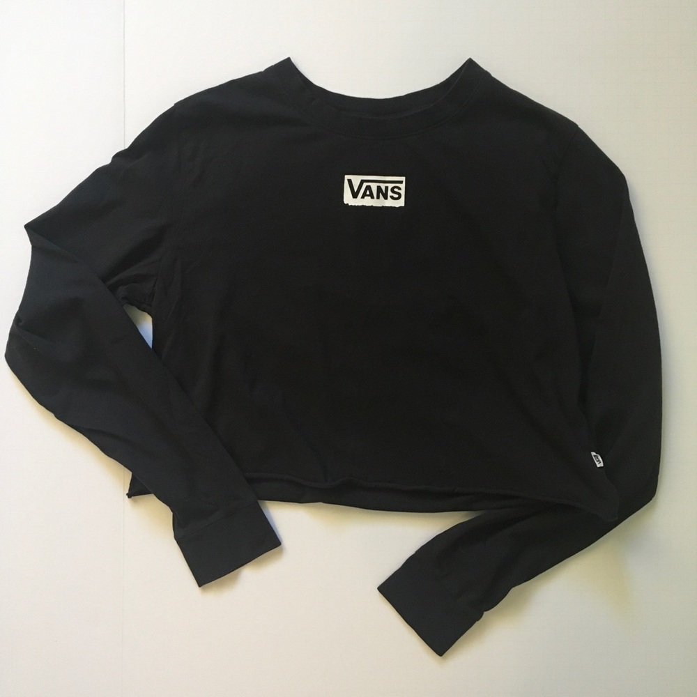 Vans Long Sleeve Black Crop Tee Sz Medium